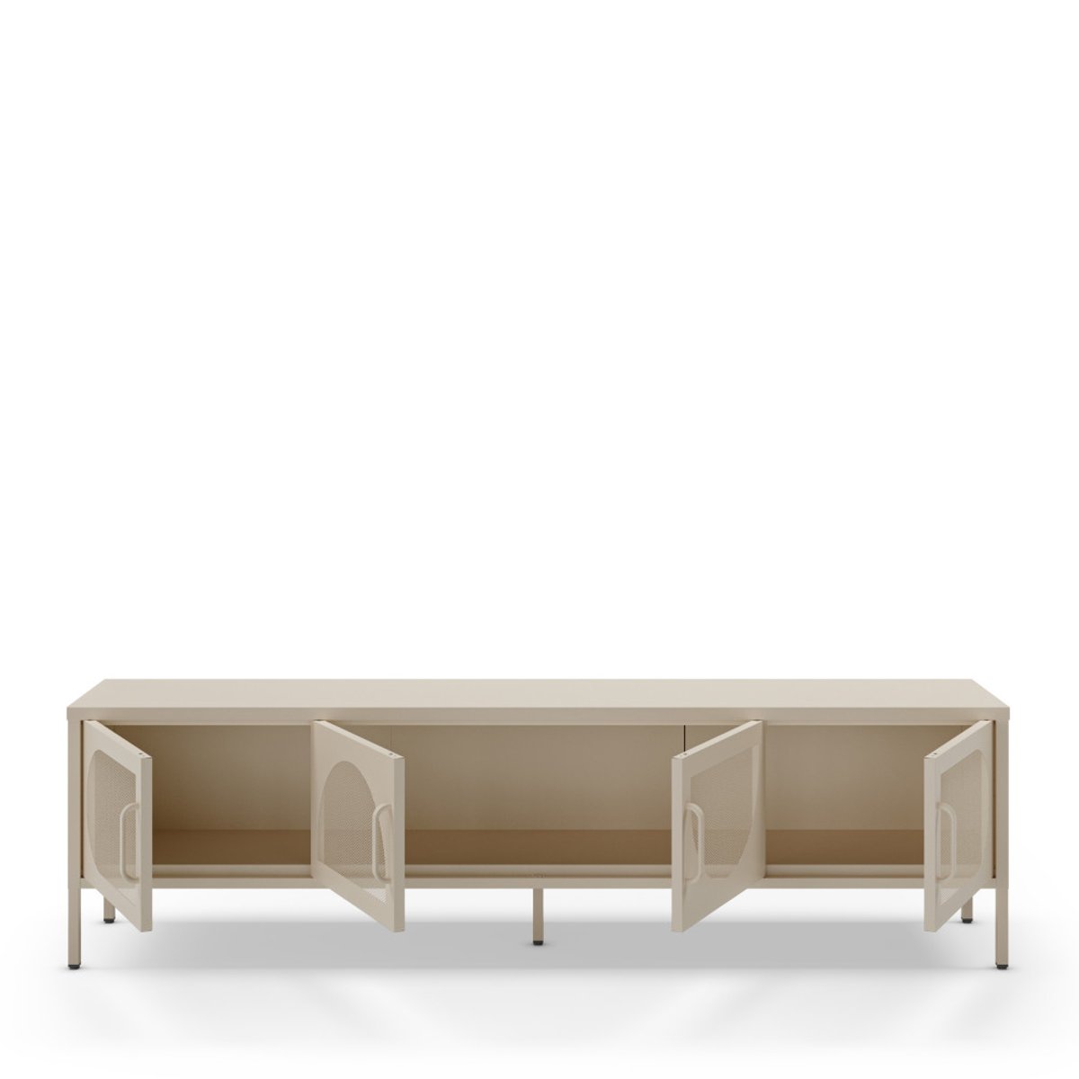 Meuble TV 4 portes en métal L180cm- ZIO beige, DRAWER