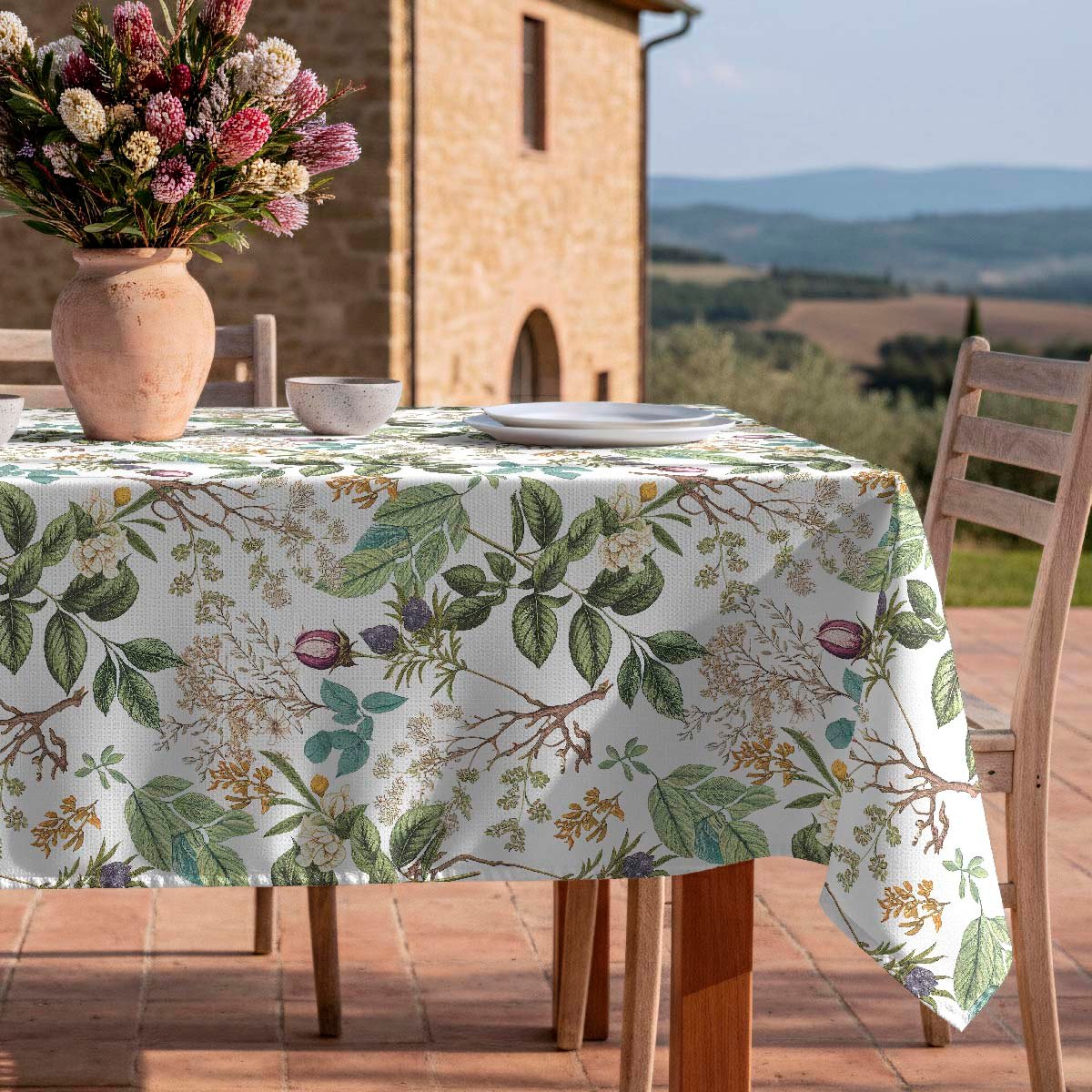 Nappe anti-taches Botanic - 100% coton - vert, NAF NAF HOME