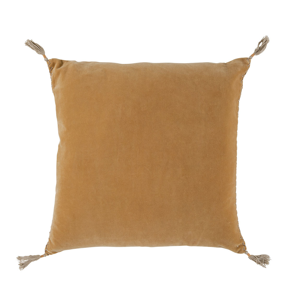 Housse de coussin MATTÉO velours de coton abricot, BLANC D’IVOIRE