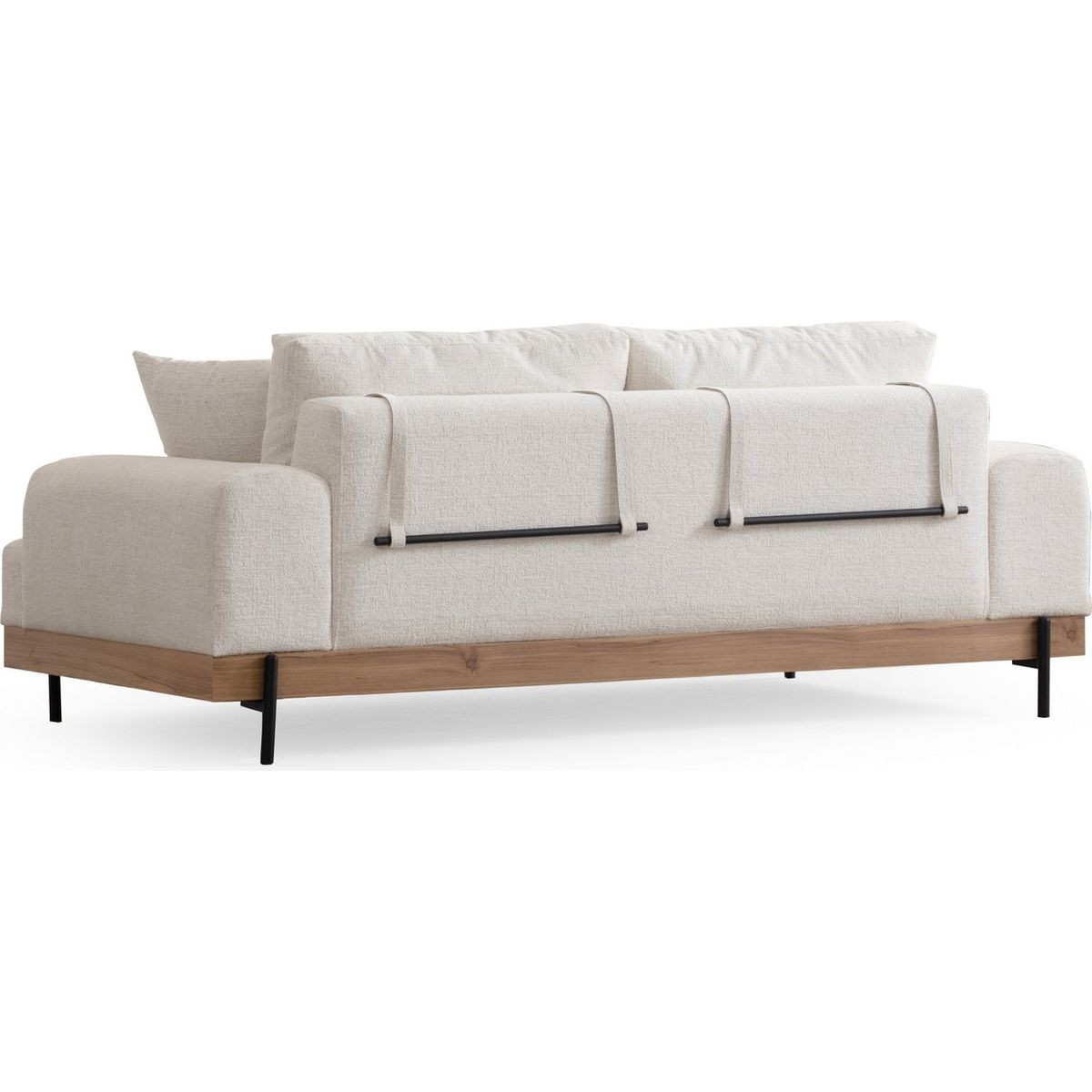 Canapé droit 3 places en tissu - GIADA beige, HOMIFAB