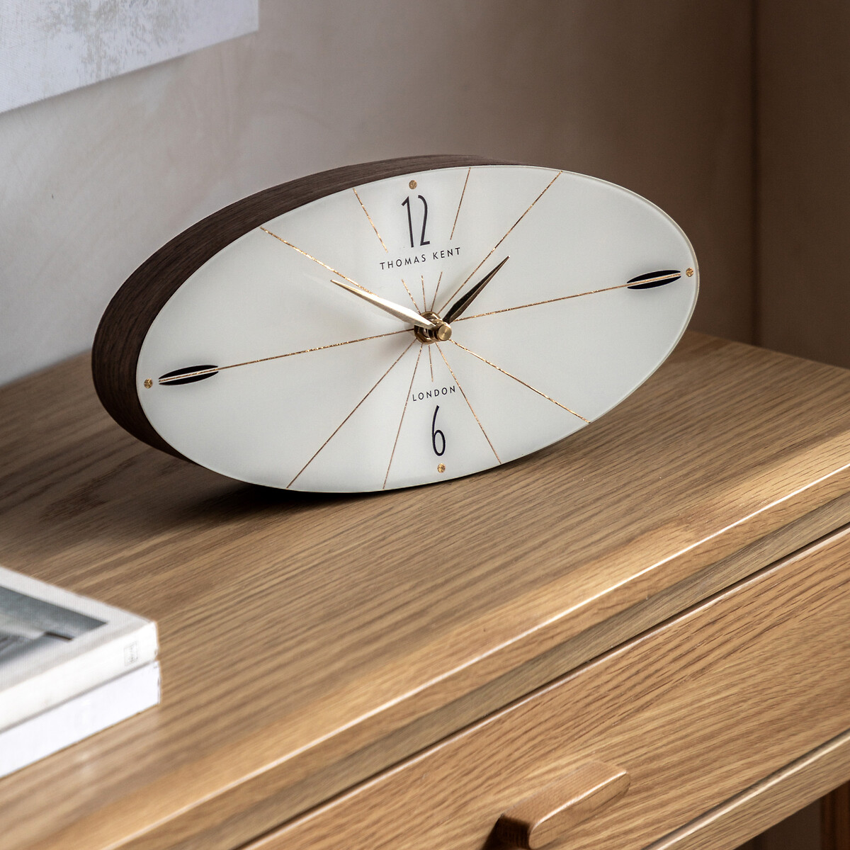 Greenwich Ellipse 11" Mantel Clock walnut, THOMAS KENT
