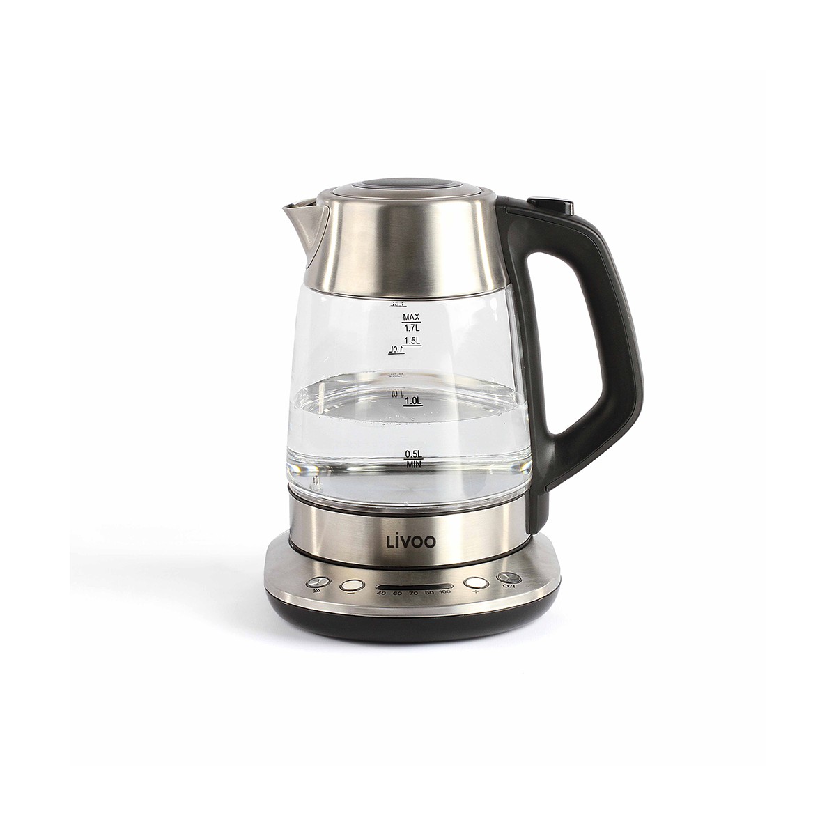 Bouilloire théière à température variable 1,7 L gris, LIVOO