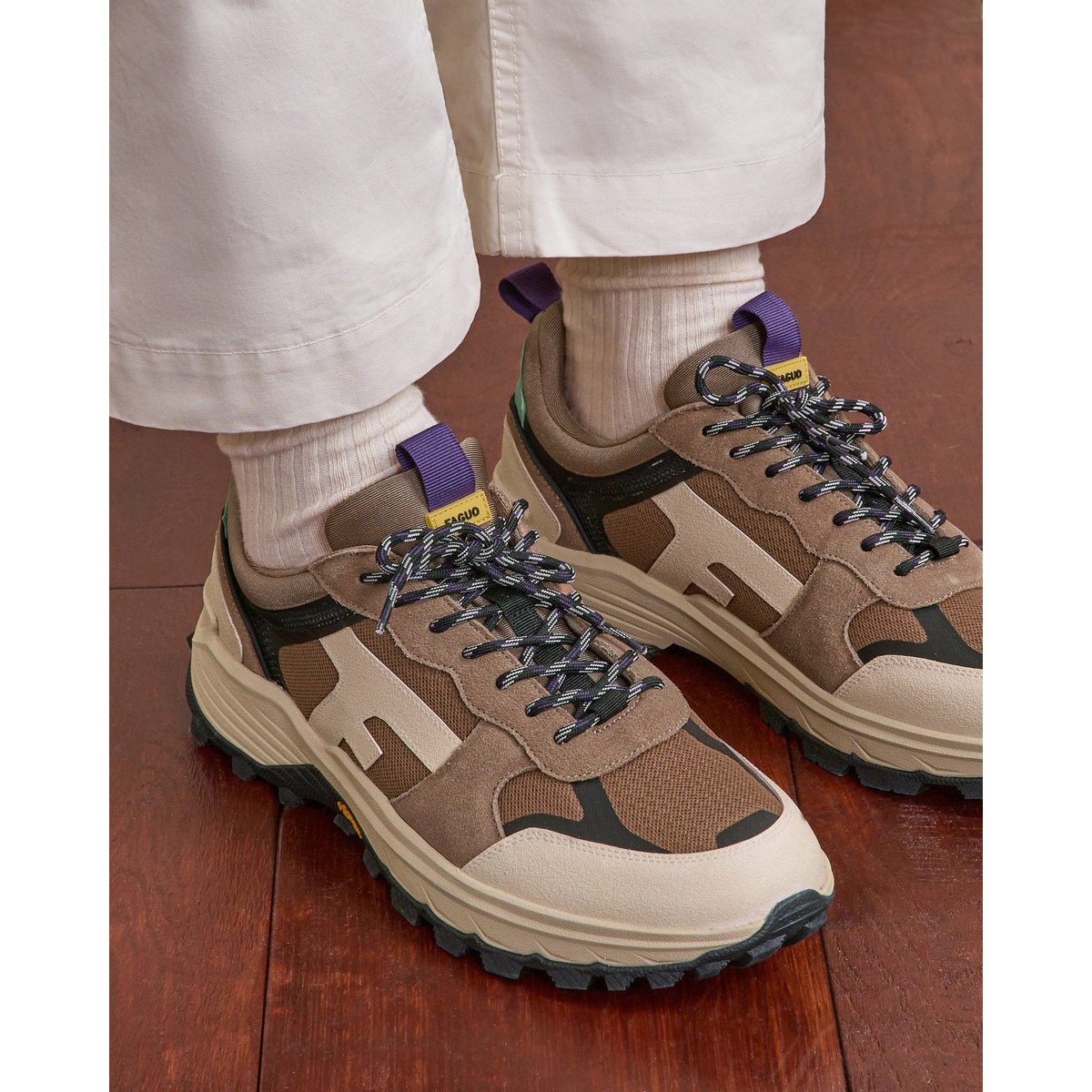 Running tissu suede HAZEL MONSTERA beige clair, FAGUO
