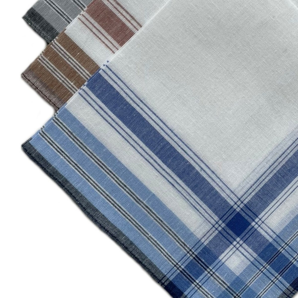 Lot de 12 mouchoirs Homme 38x38 100% coton bleu, DECORATIE