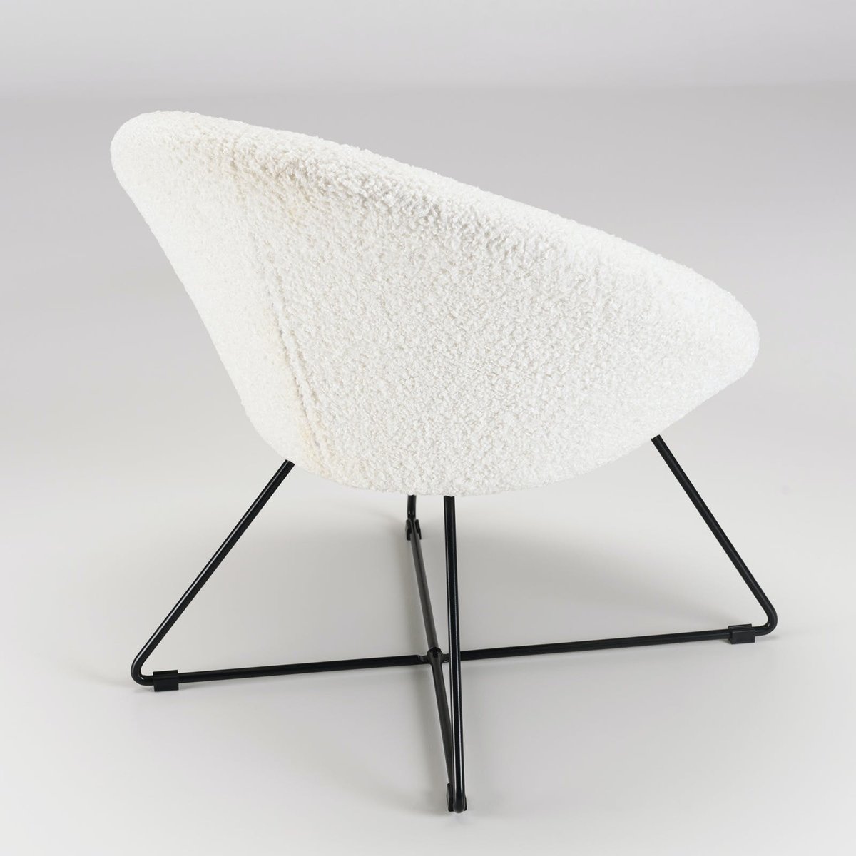Fauteuil rond blanc tissu bouclette TIM blanc, PIER IMPORT