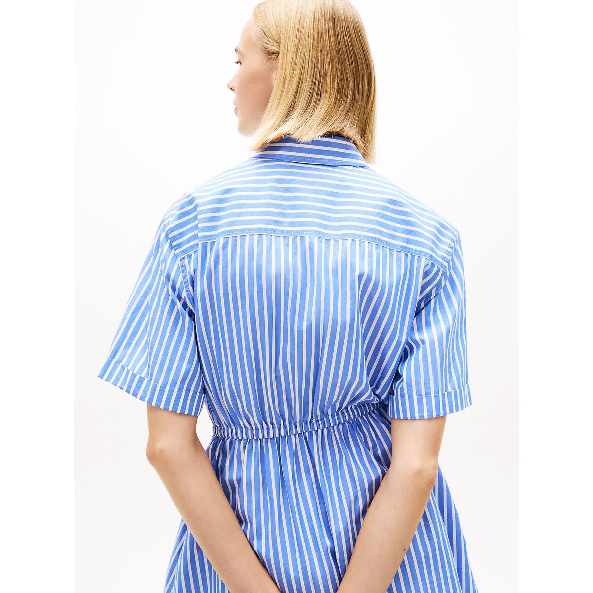 Kurzes Hemdblusenkleid, gestreift, Bindeband blau/weiss, TOMMY JEANS