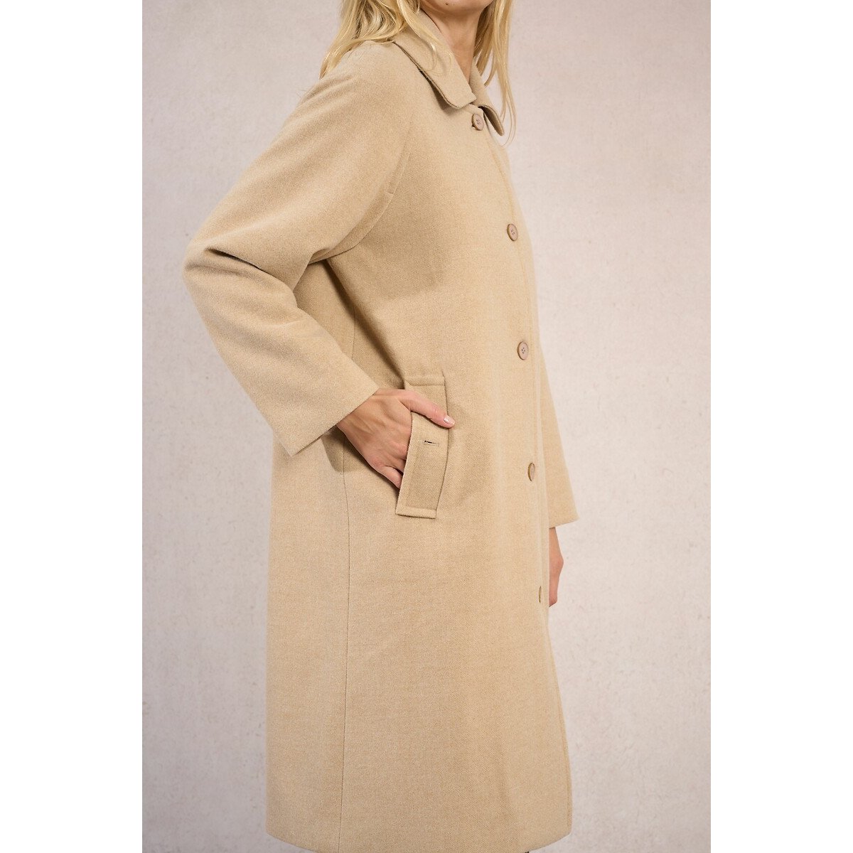 Straight Buttoned Coat beige, MOLLY BRACKEN