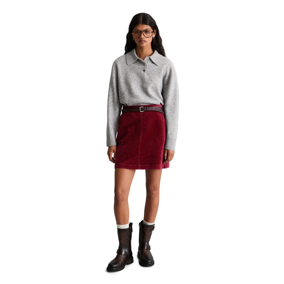 Polo en maille décontracté en laine vierge douce gris, MARC O’POLO DENIM