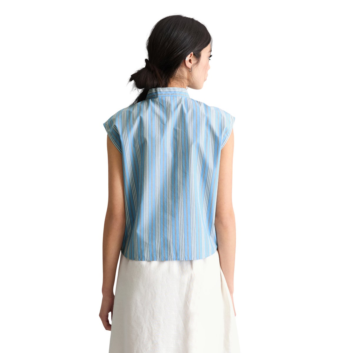 Blouse rayée relaxed en popeline Papertouch bleu, MARC O’POLO DENIM