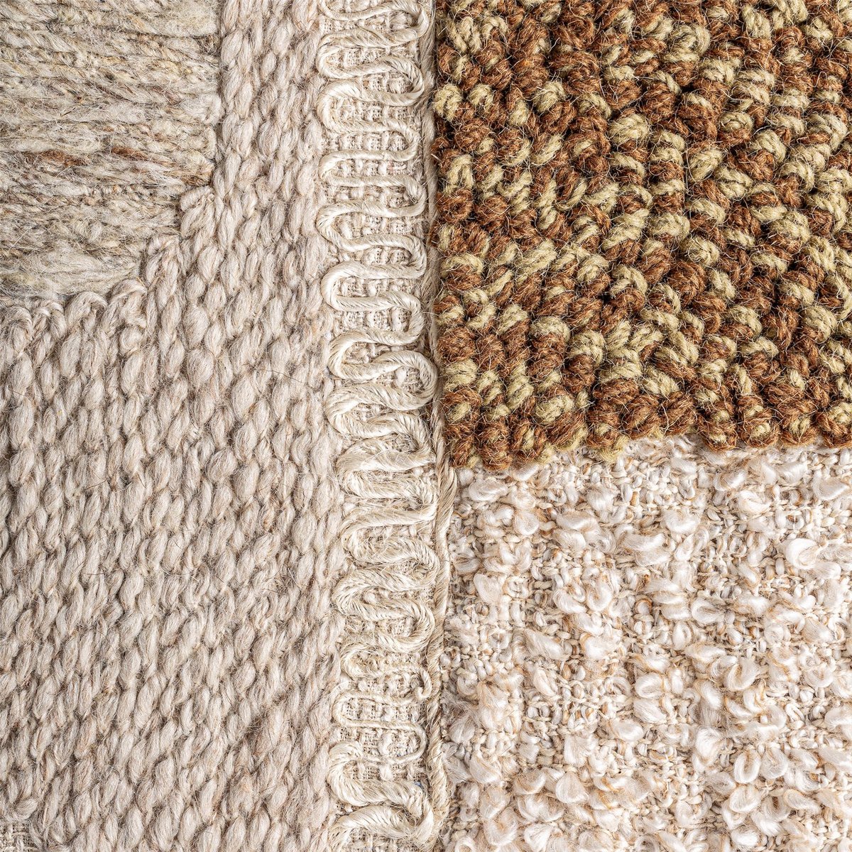 Tableau abstrait contemporain en coton tons naturels beige et bois clair, RECOLLECTION