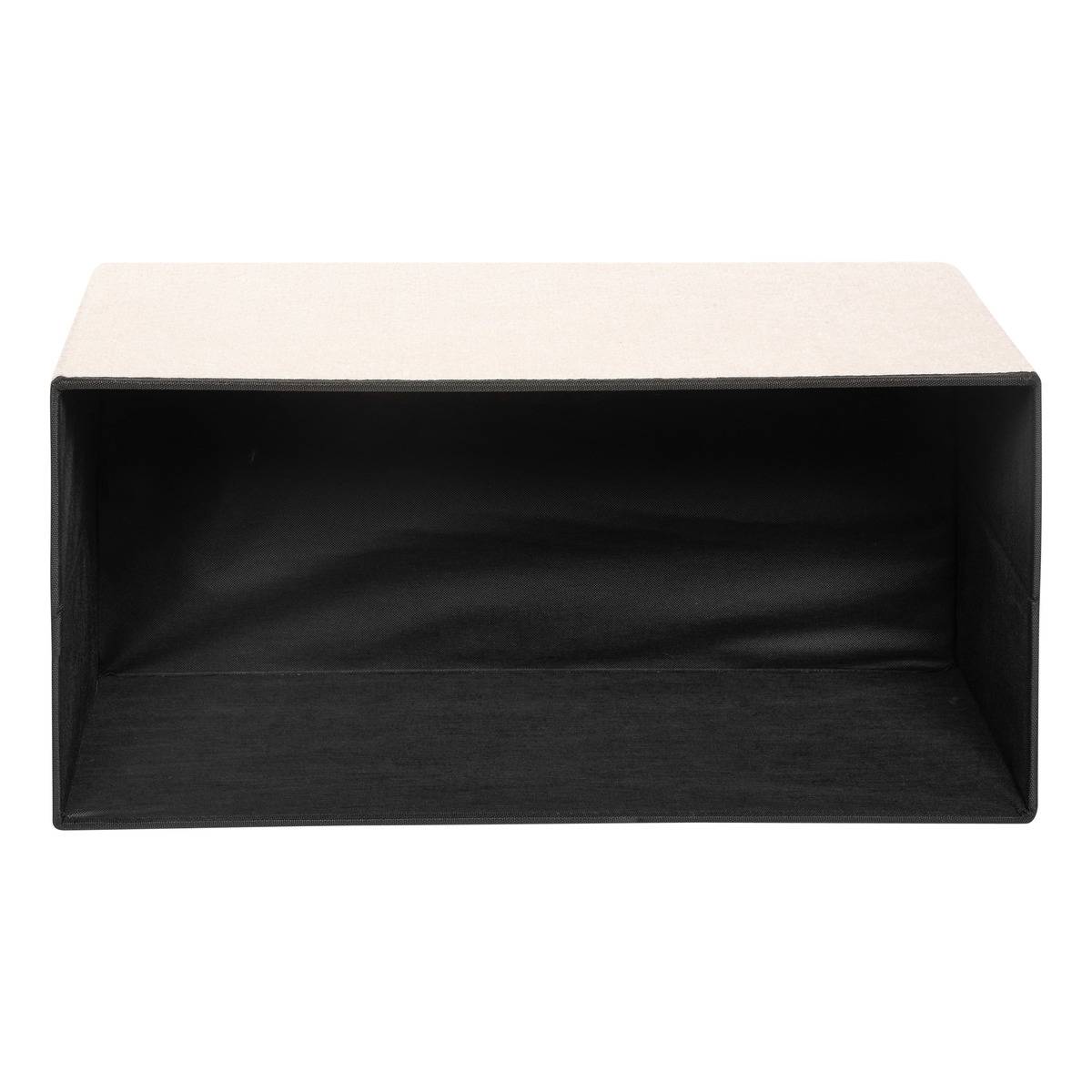 Pouf pliant coffre de rangement rectangulaire en bouclette SOANA ivoire, ATMOSPHERA
