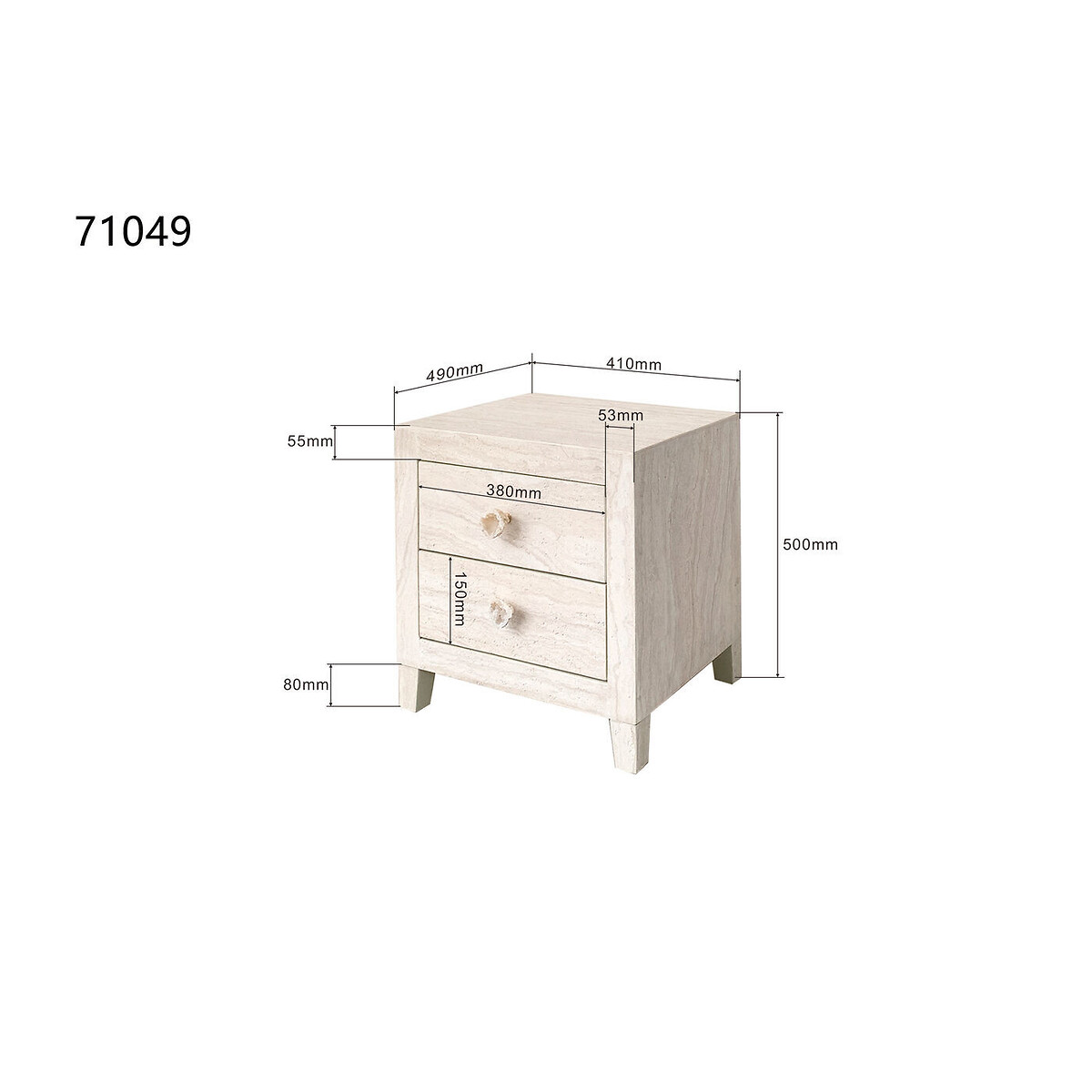 Petite commode Travertino 50x49cm beige, KARE DESIGN