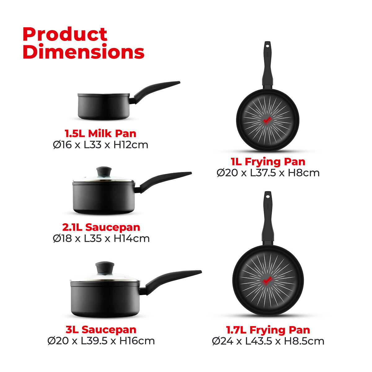 5-Piece Smart Start Gourmet Cookware Set black, TOWER