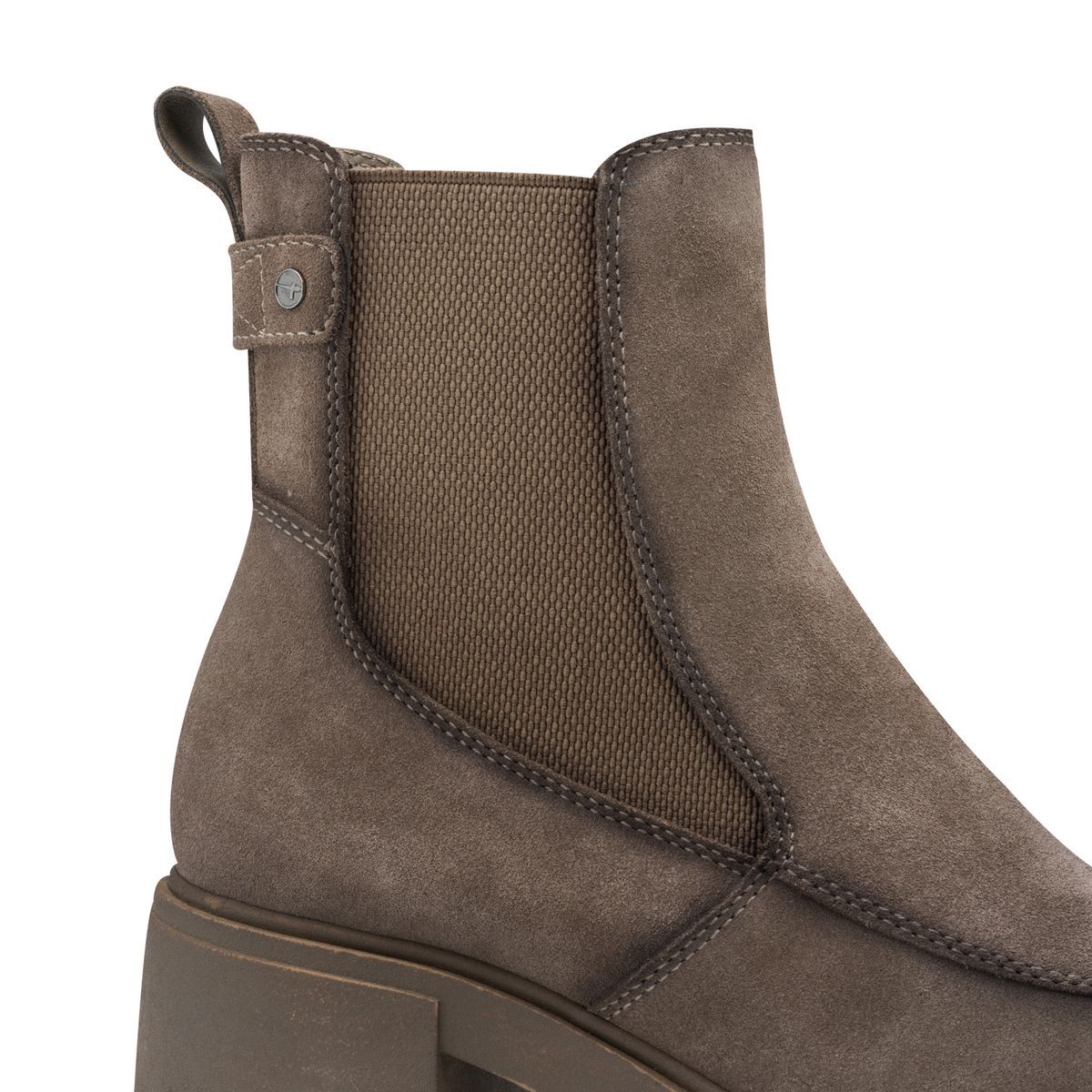 Bottine Chelsea en cuir marron taupe, TAMARIS
