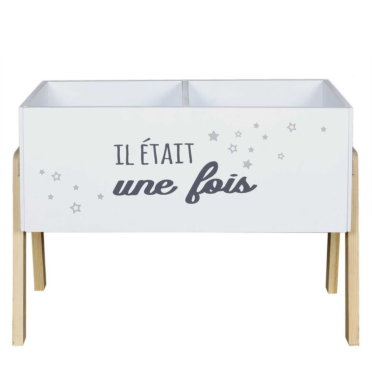 Bac de rangement pour livres enfant 2 compartiments blanc, TOILINUX