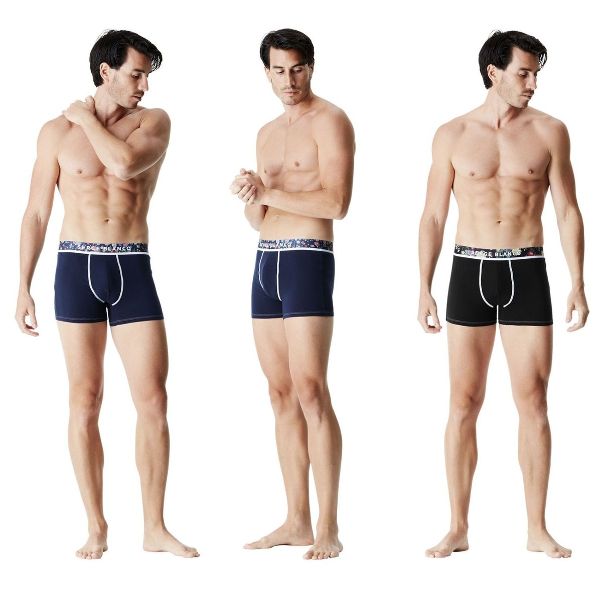 Lot De 6 Boxers Coton bleu/gris/noir, SERGE BLANCO