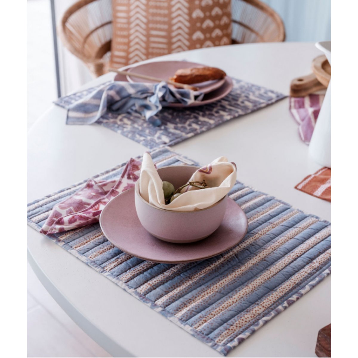 Set de table imprimée Manoa bleu azul, BINDI ATELIER
