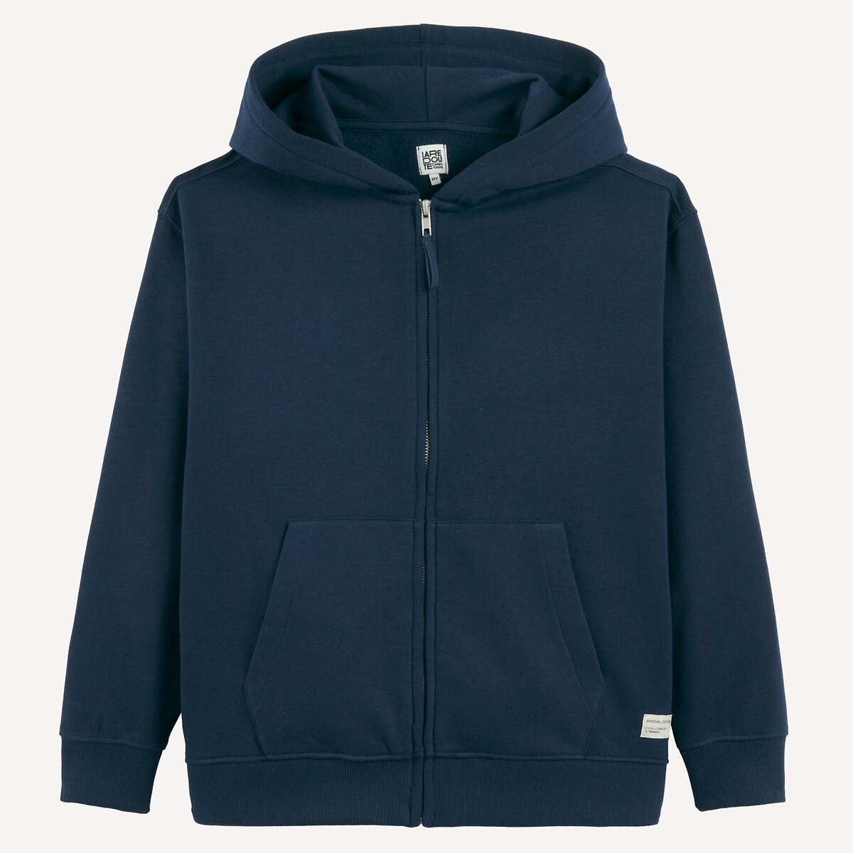 Fleece zip-up hoodie navy blue, LA REDOUTE COLLECTIONS