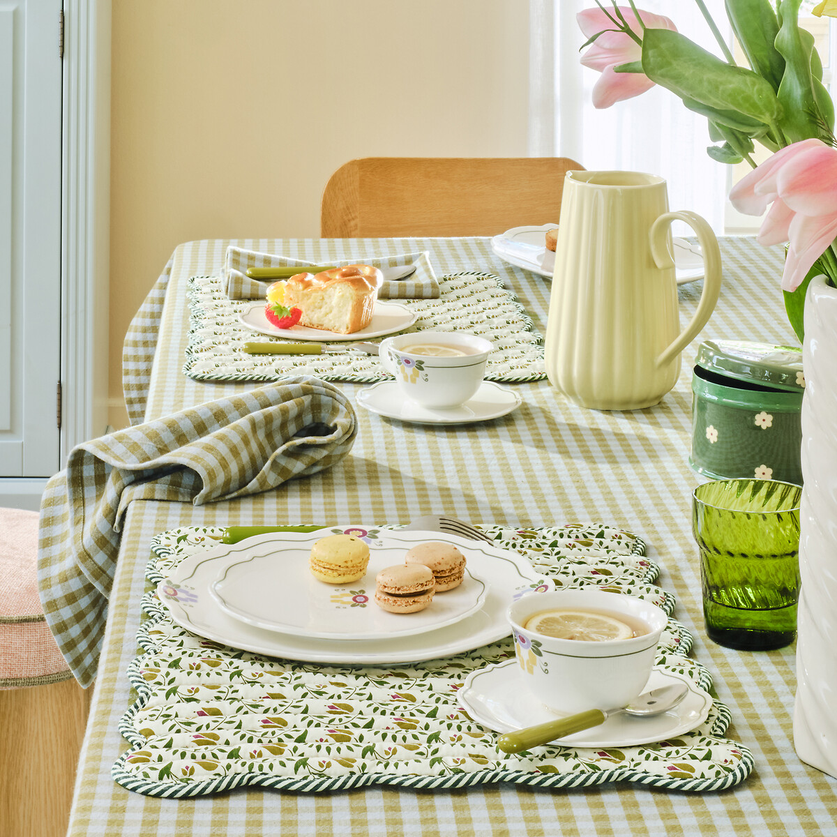 Lot de 4 assiettes au décor floral, en porcelaine, POPIE imprimé floral, LA REDOUTE INTERIEURS