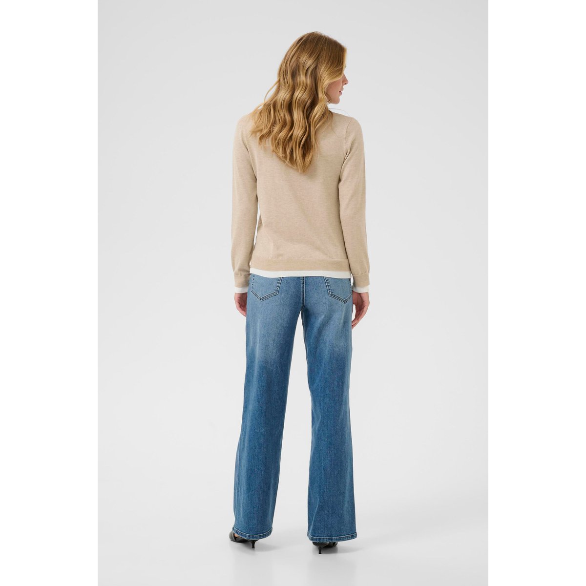 Pullover tricoté beige feather gray melange, KAFFE