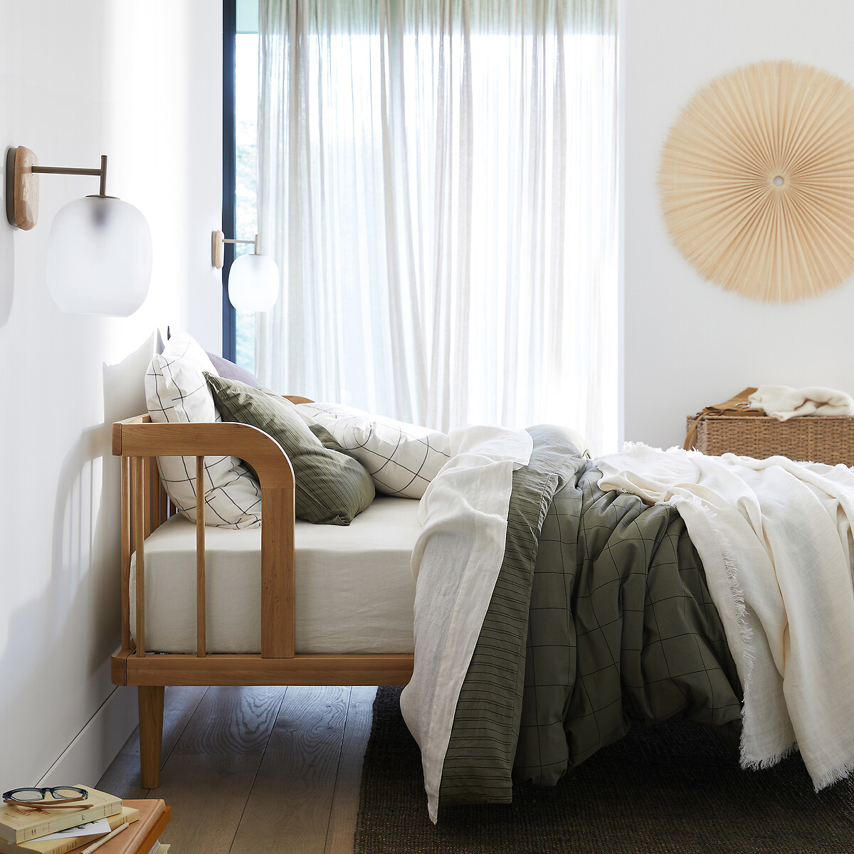 Housse de couette coton lavé, Monille imprimé kaki, LA REDOUTE INTERIEURS