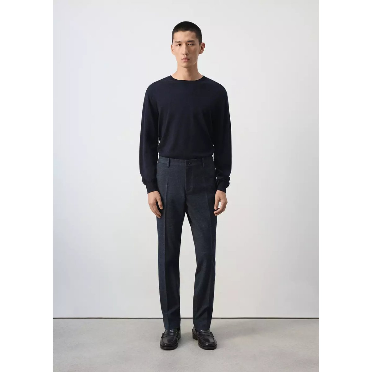 Pantalon flanelle regular-fit bleu marine, MANGO MAN