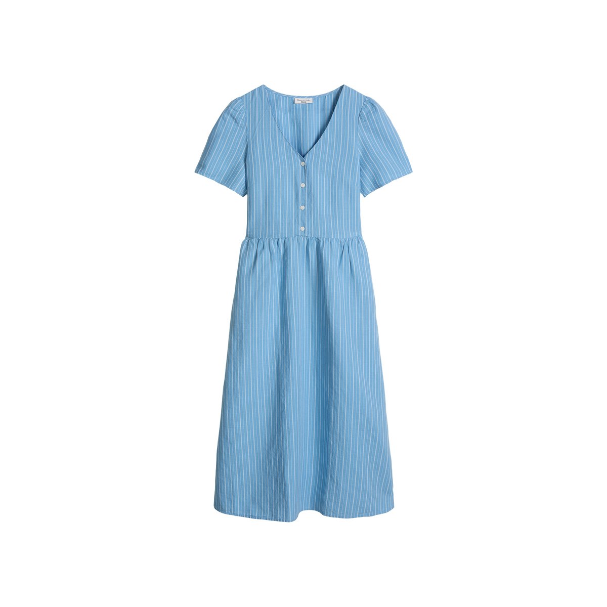 Robe à rayures régulière en mélange de lin et de coton bleu, MARC O’POLO DENIM