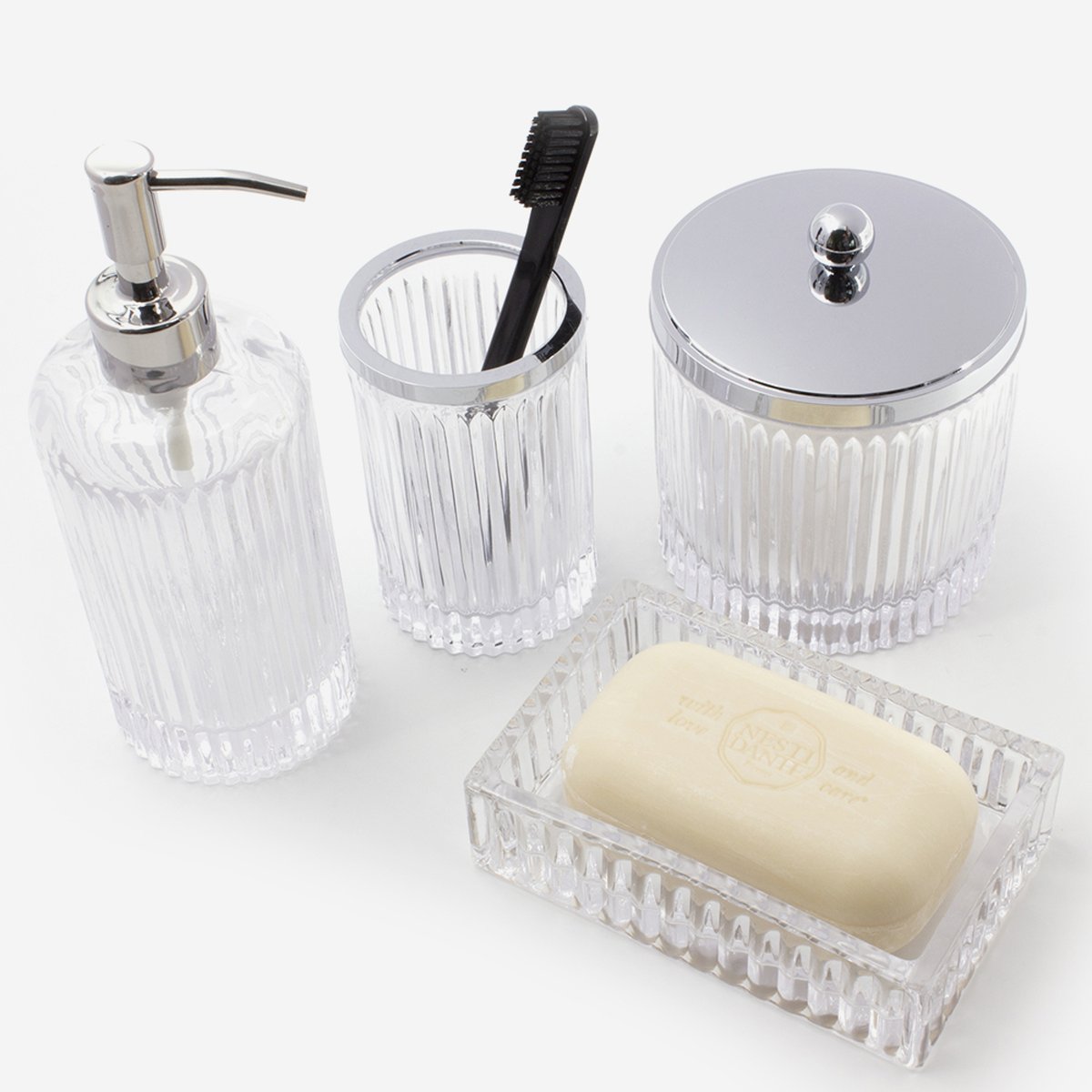 Porte-savon en verre rectangulaire incolore, BATH BAZAAR