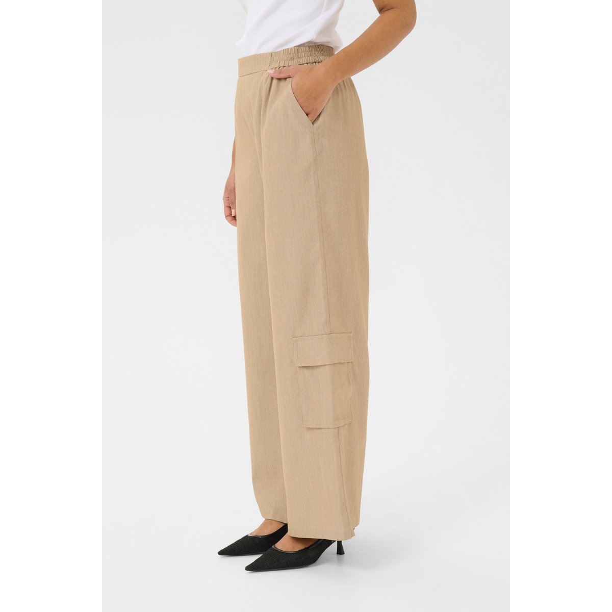 Casual pants beige silver mink melange, KAFFE