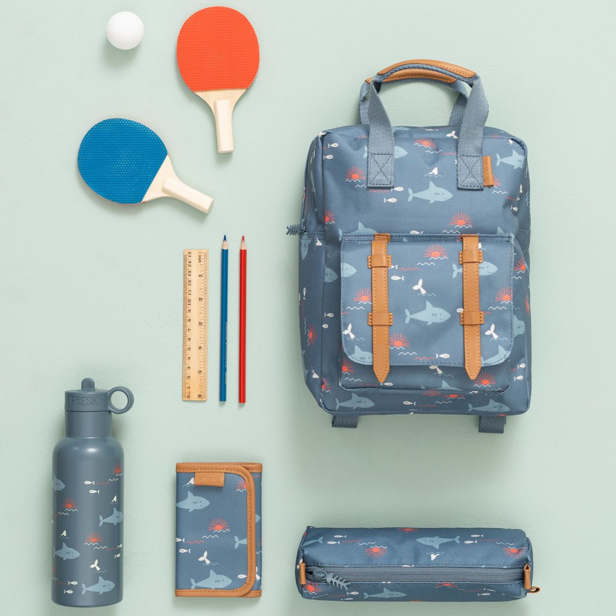 Sac à dos bébé bleu, orange, blanc, FRESK