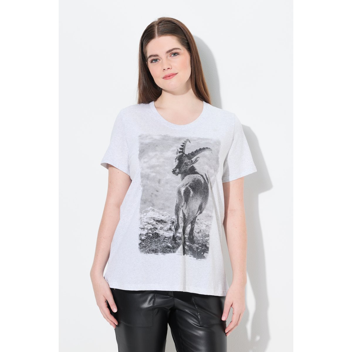 T-shirt motif traditionnel bavarois. Col gris clair chiné, ULLA POPKEN