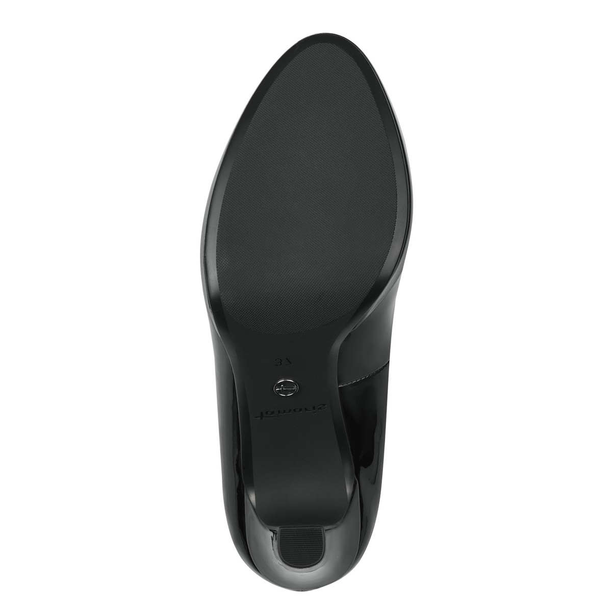 Escarpin talon bloc noir laque, TAMARIS