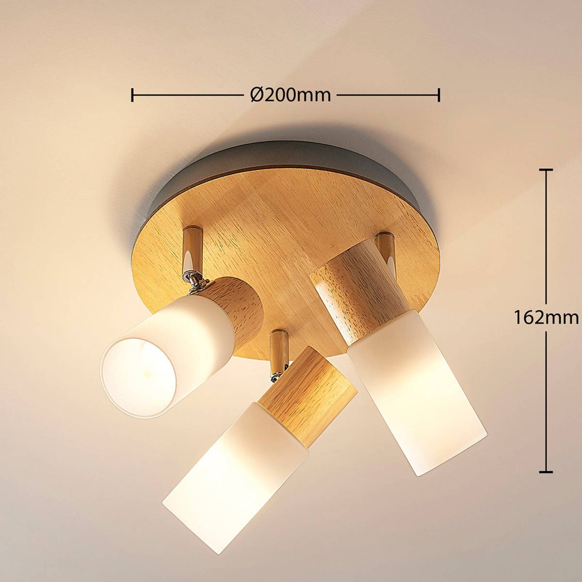 Spot en bois traditionnel, Christoph blanc, bois clair, LINDBY