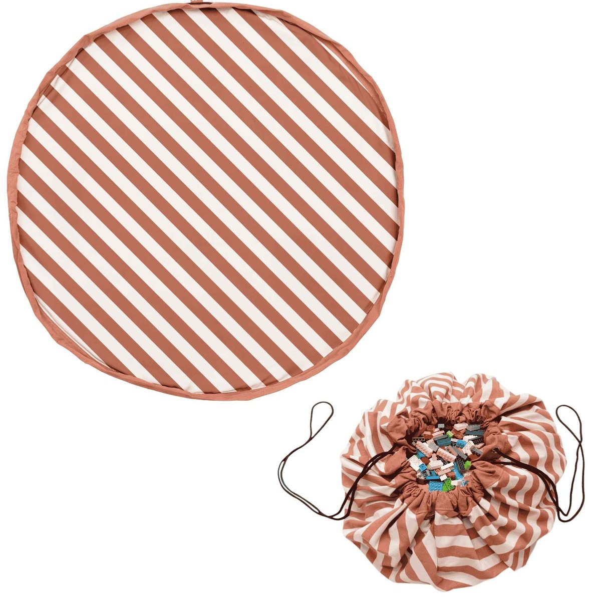 play&go - tapis de jeu & sac à jouets - stripes brown beige, PLAY ET GO