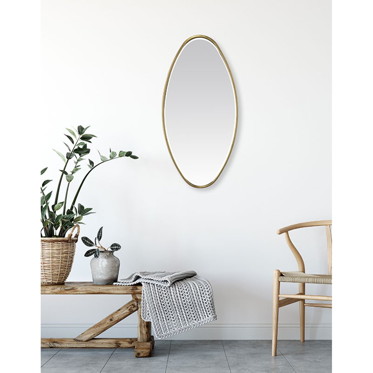 Miroir ovale 30x60cm or, EMDE