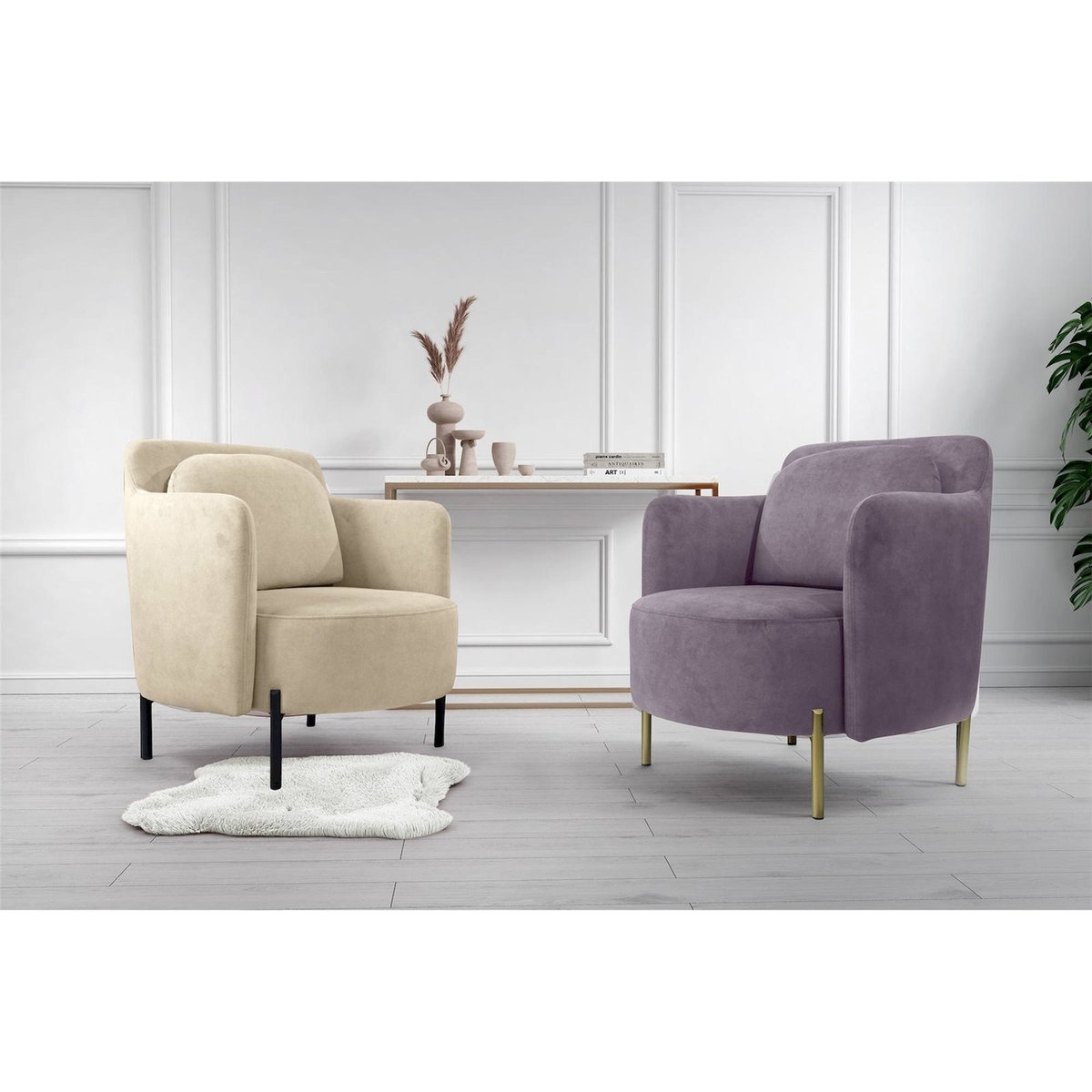Fauteuil lounge VENESSEL enveloppant velours bordeaux velours et noir, RECOLLECTION