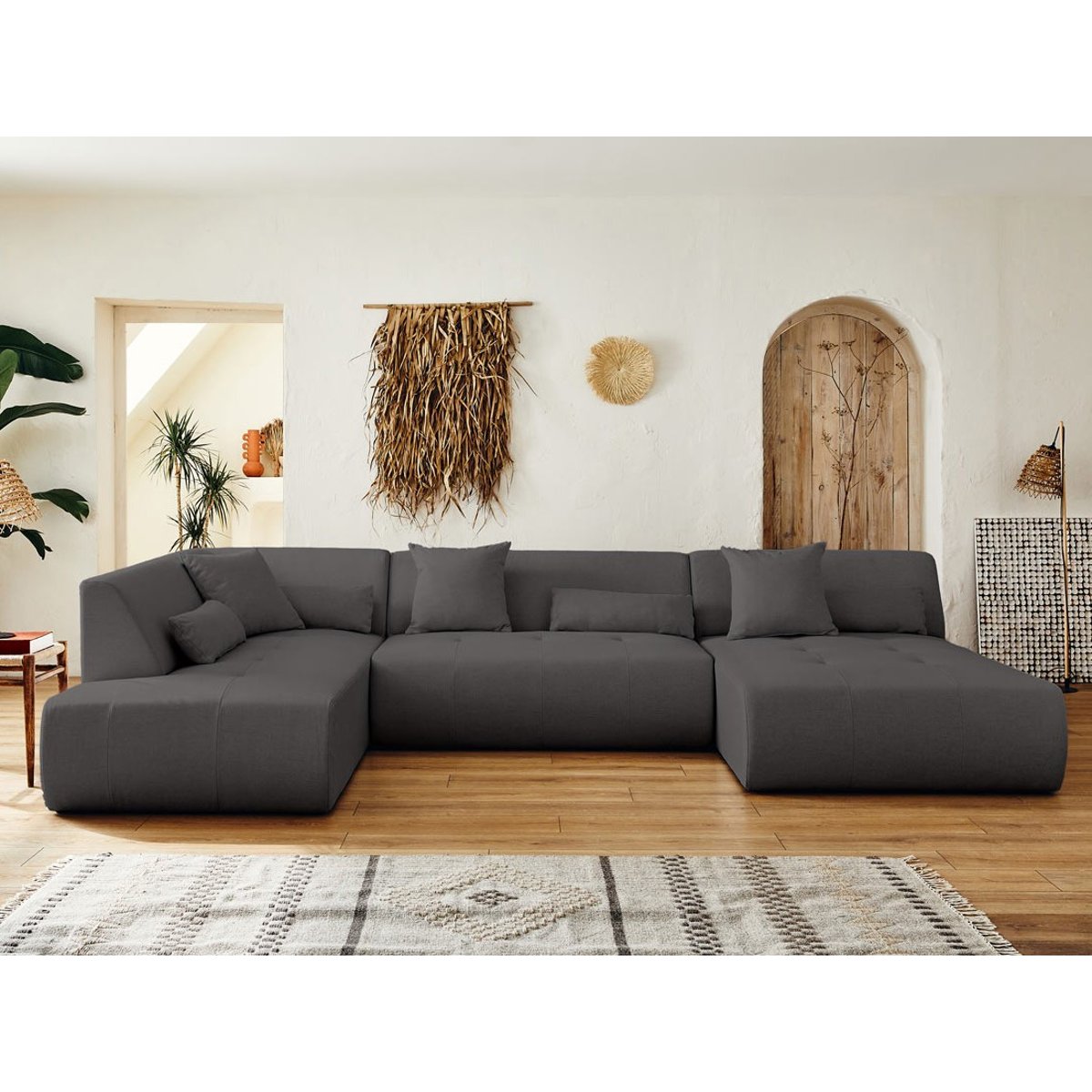 Canapé Panoramique  7 places - ONYX gris foncé, BEST MOBILIER