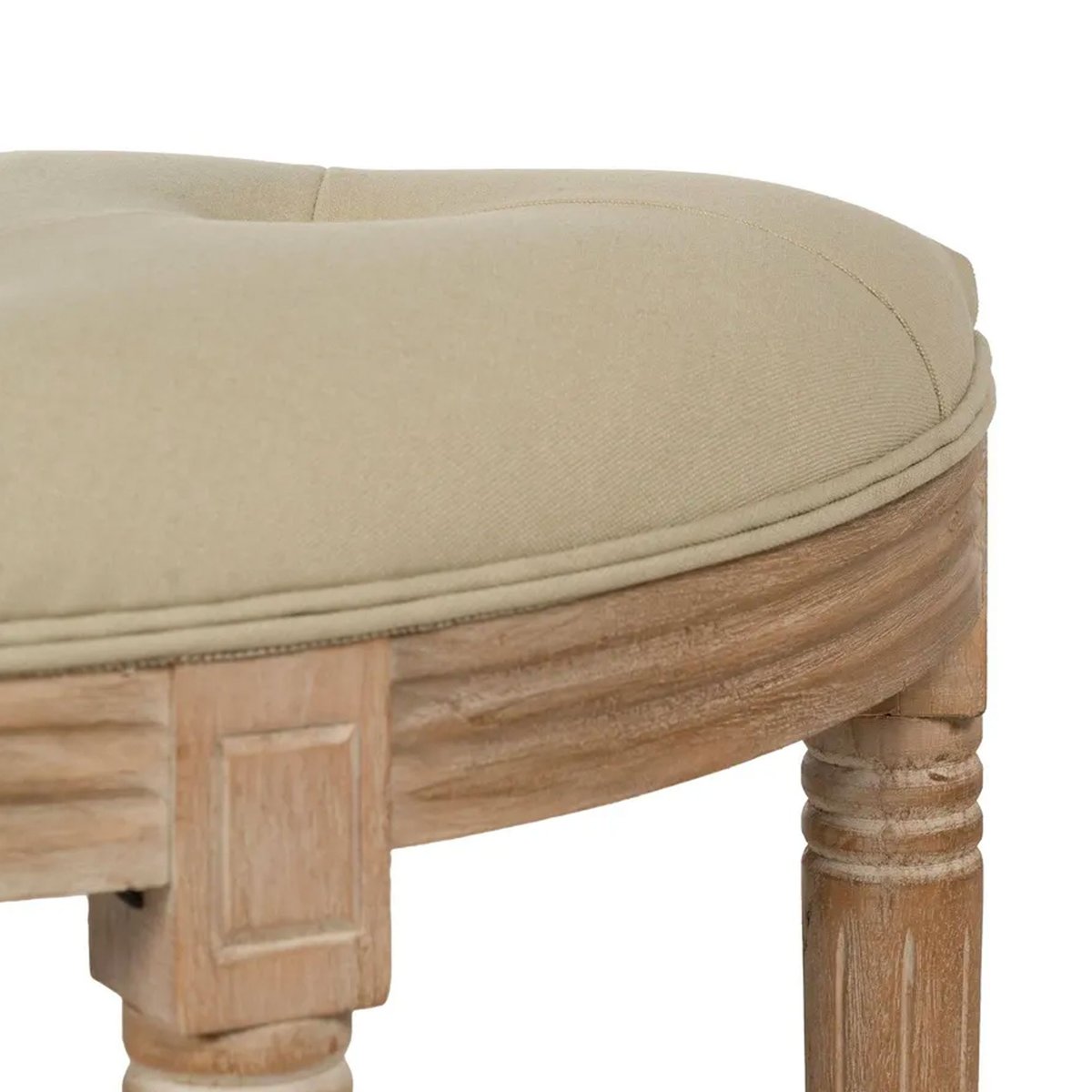 Petite banquette capitonnée classique demi-lune beige 70x36x48cm beige, WADIGA