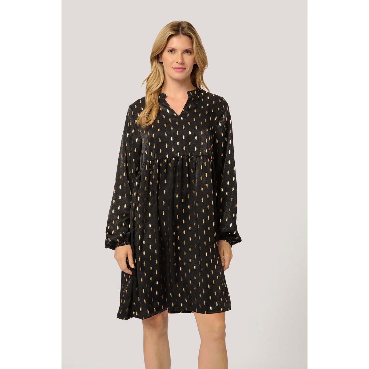 Dress noir black with foil print, KAFFE
