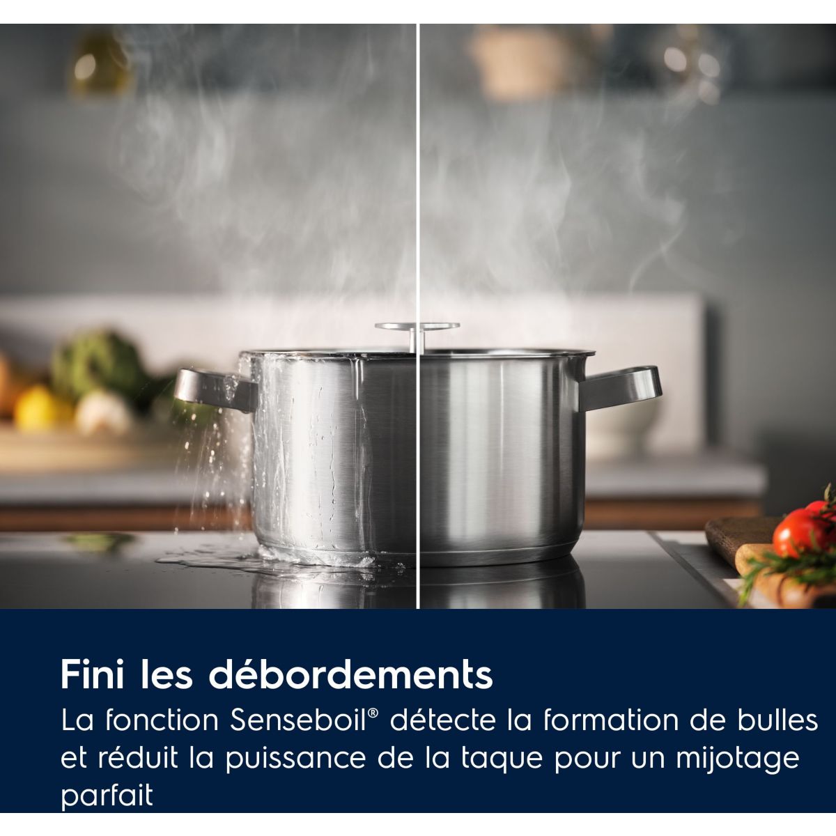 Plaque induction EIS62453 - Anti-débordement SenseBoil 4 foyers couleur unique, ELECTROLUX
