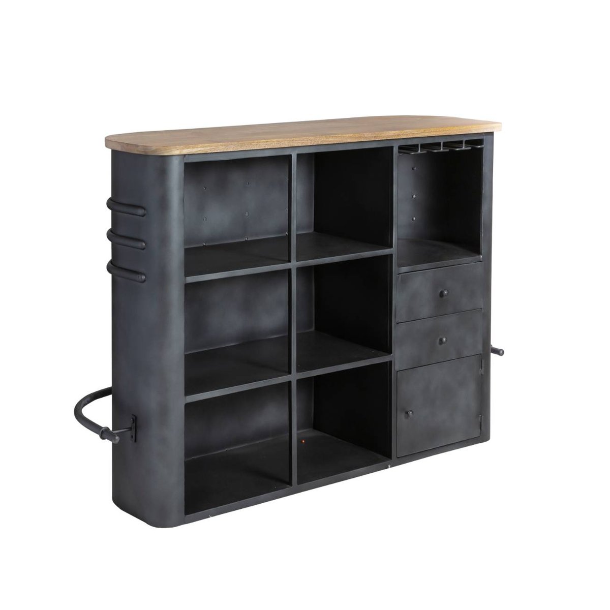 Meuble bar en métal et bois de manguier LOCKER gris, MADE IN MEUBLES