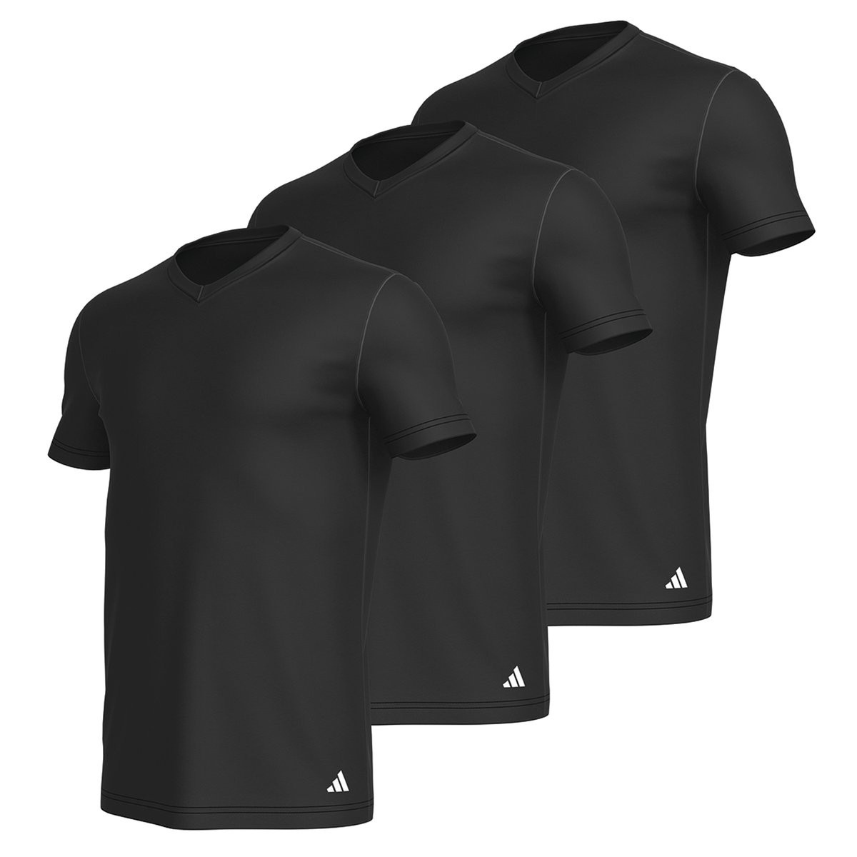 Tee-shirt col V, lot de 3, ACTIVE CORE COTTON blanc, ADIDAS SPORTSWEAR
