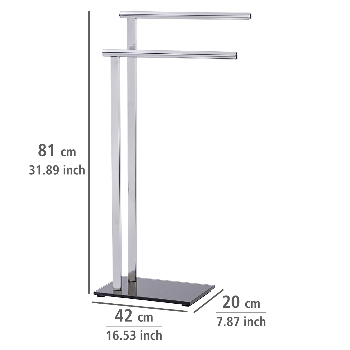 Porte serviettes 2 barres LAVA argent brillant, WENKO