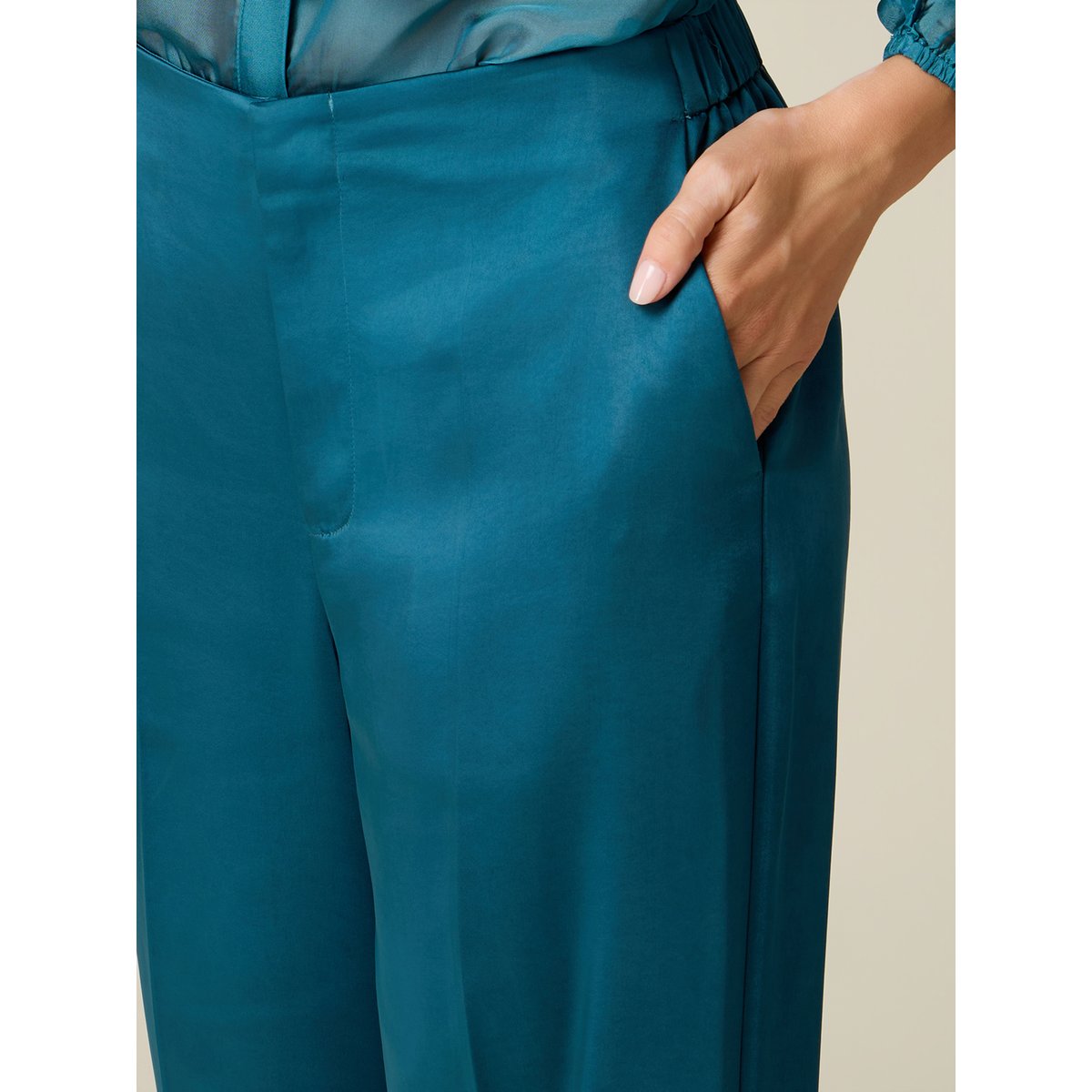 Pantalon palazzo petrol blue, OLTRE