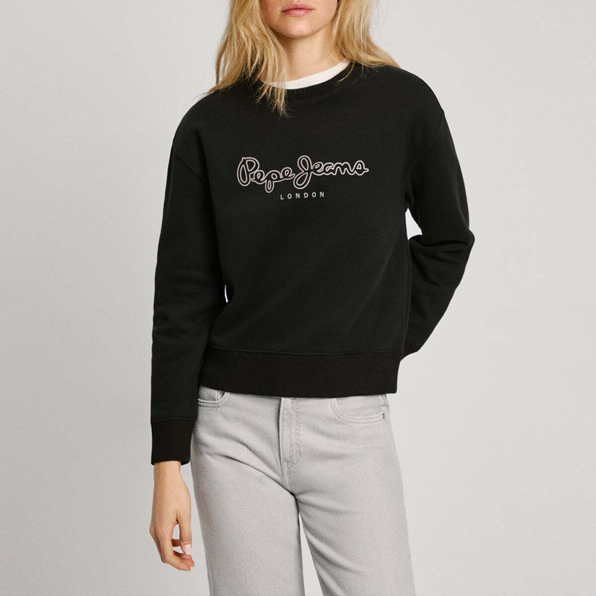 Sweat-Shirt À Col Rond Avec Logo noir, PEPE JEANS