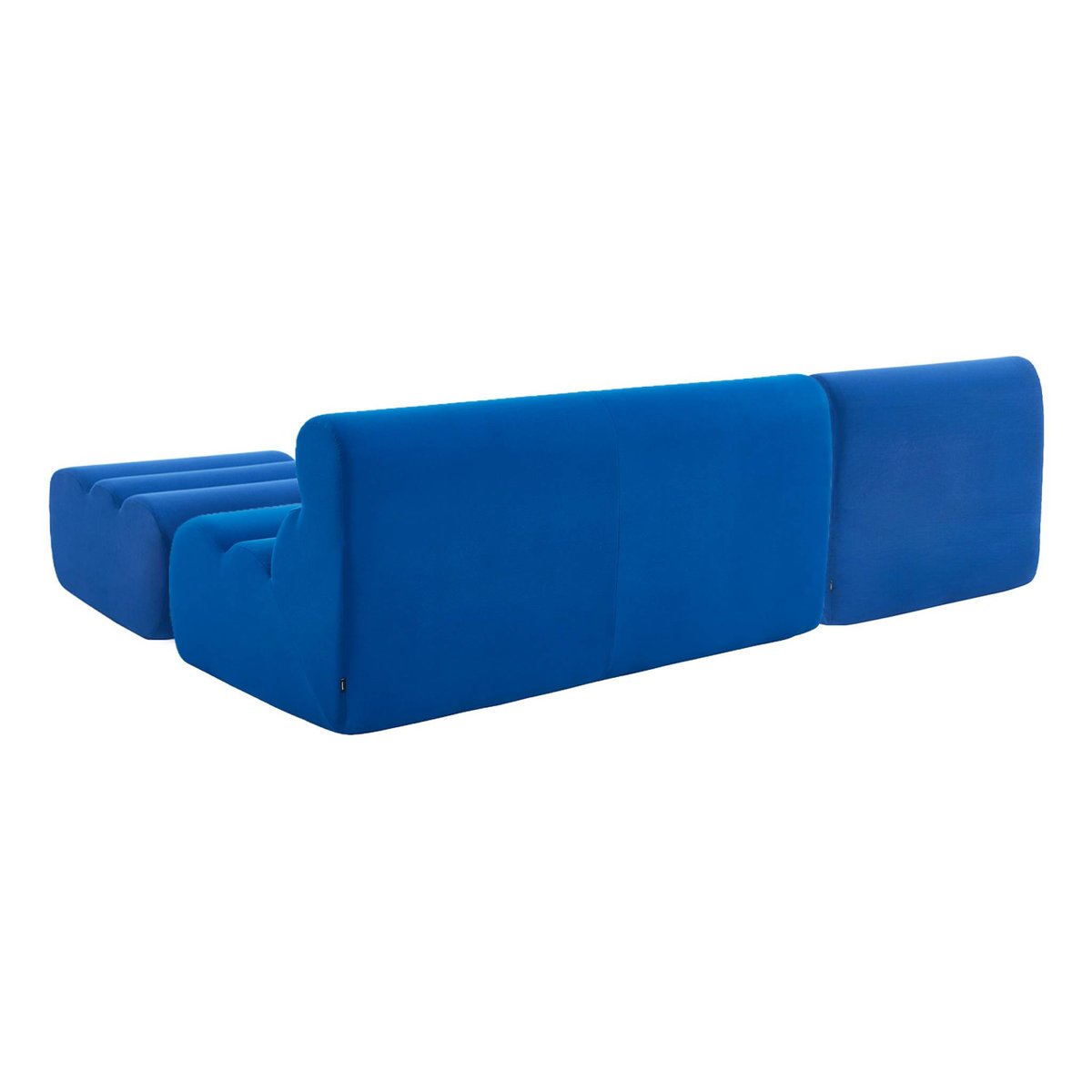 Canapé compressé modulable tissu 3 places avec repose pied NOVA bleu électrique, SWEEEK