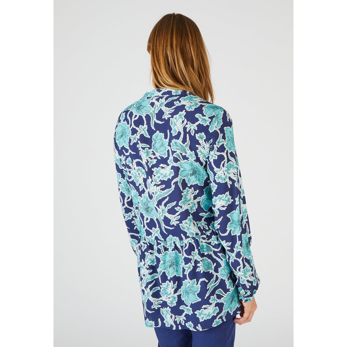 Tunique base volantée fleurie bleu marine fleuri, DAMART