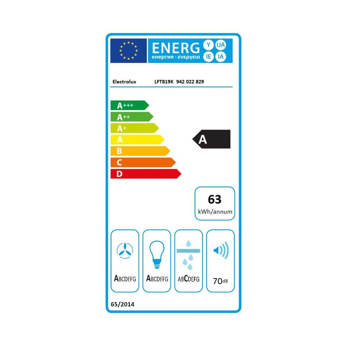 Hotte décorative murale LFT819K couleur unique, ELECTROLUX