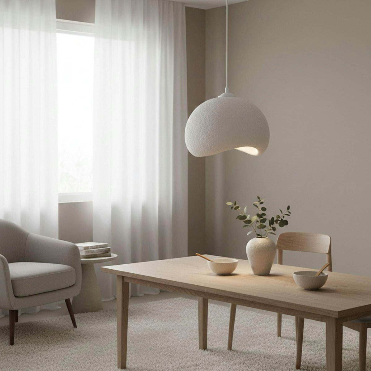 Suspension design organique en fibre de verre NOXIS blanc, PIER IMPORT