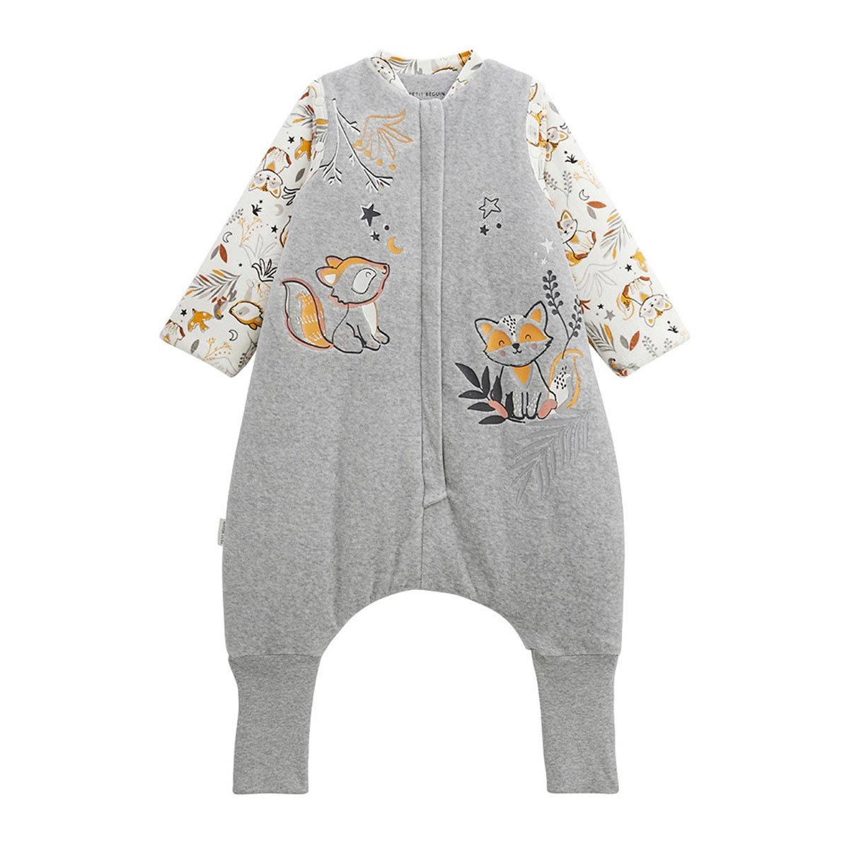 Turbulette d'hiver en velours avec pieds retroussables et manches amovibles Petit Loup gris, PETIT BEGUIN